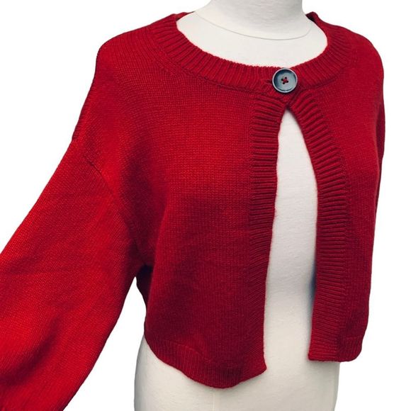 VINCE Cashmere Scoop Neck Sweater Red Cardigan size Large - Picture 14 of 15